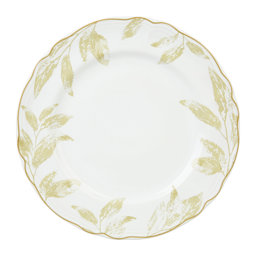 Show details for Assiette plate Grès Gamme SUR LA BRANCHE Ø 27 cm Coloris Blanc-doré Décor Feuille Picture of Assiette plate Grès Gamme SUR LA BRANCHE Ø 27 cm Coloris Blanc-doré Décor Feuille