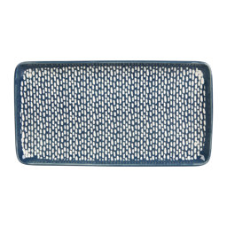 Show details for Plat Grès Forme rectangulaire Gamme SUIVEZ L'ARTISTE L 25.5 cm l 13.5 cm H 2 cm Coloris Bleu Décor Pois Picture of Plat Grès Forme rectangulaire Gamme SUIVEZ L'ARTISTE L 25.5 cm l 13.5 cm H 2 cm Coloris Bleu Décor Pois
