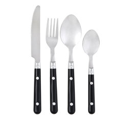 Show details for Ménagère 24 pièces Inox Gamme BRASSERIE Coloris Noir Avec manche plastique Picture of Ménagère 24 pièces Inox Gamme BRASSERIE Coloris Noir Avec manche plastique