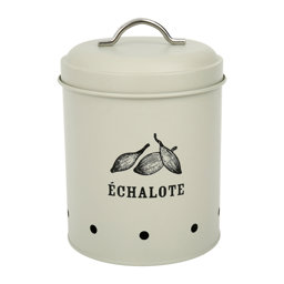 Show details for Boîte de rangement 2.1 L Fer Gamme METALIM Ø 13.5 cm H 19 cm Coloris Beige Décor TexteAvec poignée chrome Picture of Boîte de rangement 2.1 L Fer Gamme METALIM Ø 13.5 cm H 19 cm Coloris Beige Décor TexteAvec poignée chrome