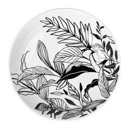 Show details for Assiette creuse Porcelaine Gamme ESQUISSE VEGETALE Ø 20 cm Coloris Noir Décor Esquisses végétales Picture of Assiette creuse Porcelaine Gamme ESQUISSE VEGETALE Ø 20 cm Coloris Noir Décor Esquisses végétales