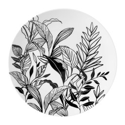 Show details for Assiette à dessert Porcelaine Ø 19 cm Coloris Noir Décor Esquisses végétales Picture of Assiette à dessert Porcelaine Ø 19 cm Coloris Noir Décor Esquisses végétales