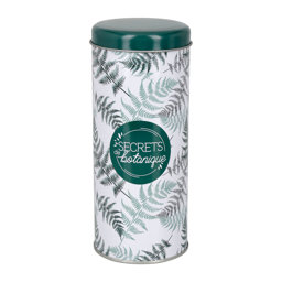 Show details for Boîte 250 gr Métal Gamme JARDIN BOTANIQUE Ø 8 cm H 18 cm Décor Secrets de botanique Picture of Boîte 250 gr Métal Gamme JARDIN BOTANIQUE Ø 8 cm H 18 cm Décor Secrets de botanique