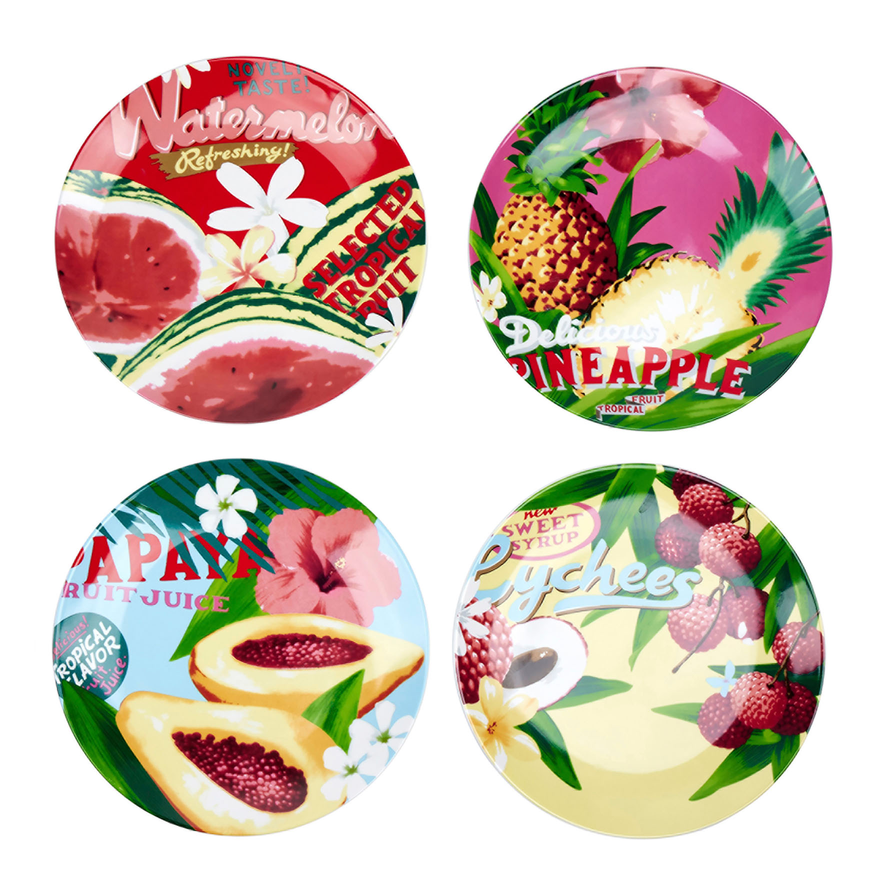 Picture of Assiette à dessert Porcelaine
Le lot de 4 pièces
Gamme BONDI BEACH
Ø 20.5 cm
4 assortiments Coloris Multicolore
Décor Fruit
Avec 1 boîte cadeau