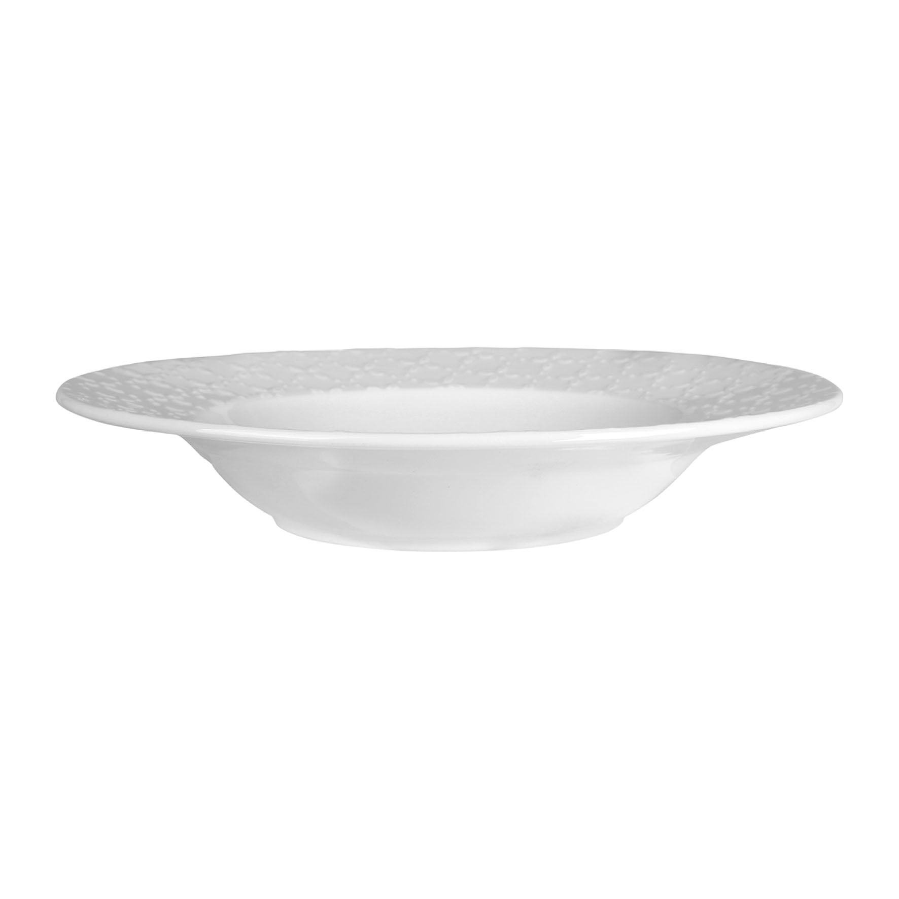 Picture of Assiette Creuse Ø 22 cm Modèle CALAIS CAUDRY - Porcelaine Coloris Blanc - Assiette à Soupe Décor Dentelle Fleurie