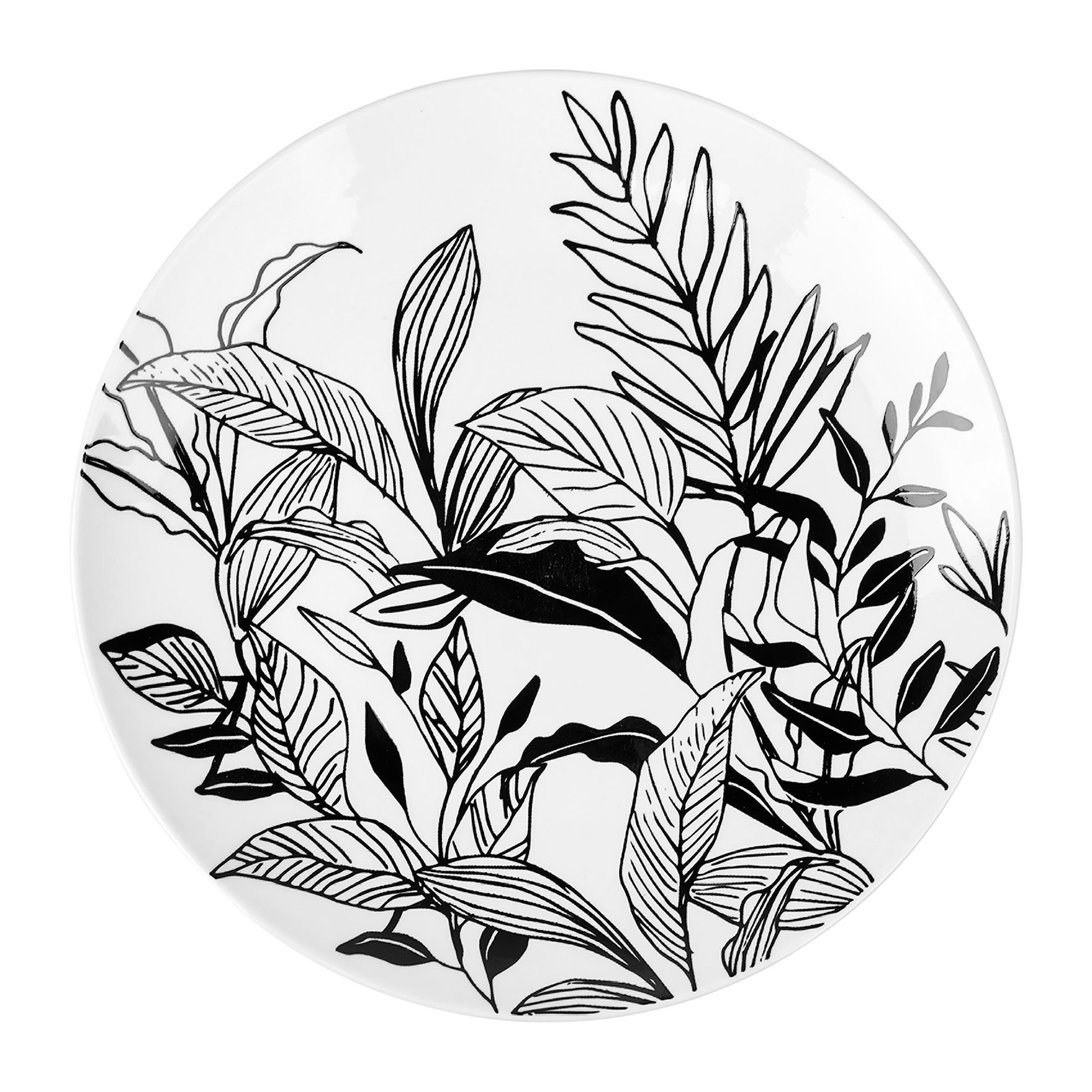 Picture of Assiette plate PorcelaineGamme ESQUISSE VEGETALEØ 26.5 cmColoris NoirDécor Esquisses végétales