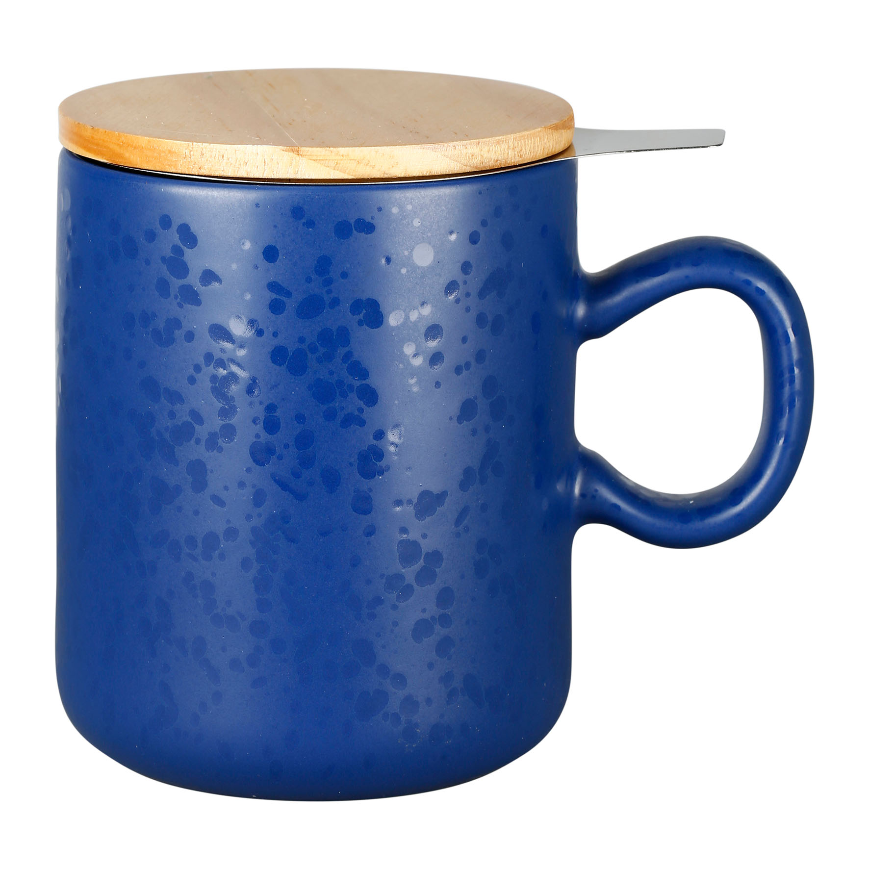 Picture of Tisanière 45 cl en Grès avec infuseur - Tasse à thé, tisane avec couvercle en Pin et passoire inox - Bleu Foncé collection Minuit
