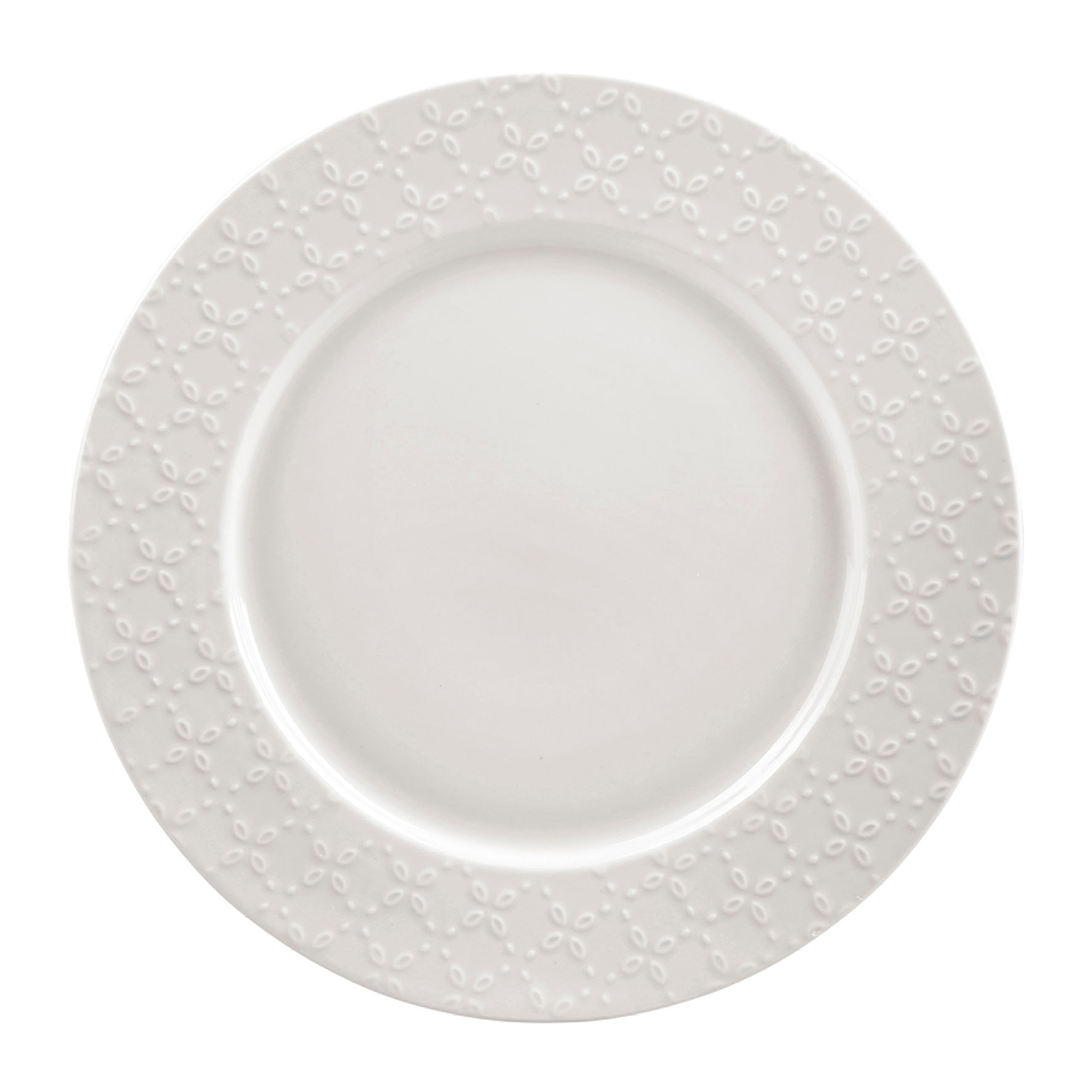Picture of Assiette Plate Ø 27 cm Modèle CALAIS CAUDRY - Porcelaine Coloris Blanc - Décor Dentelle Fleurie