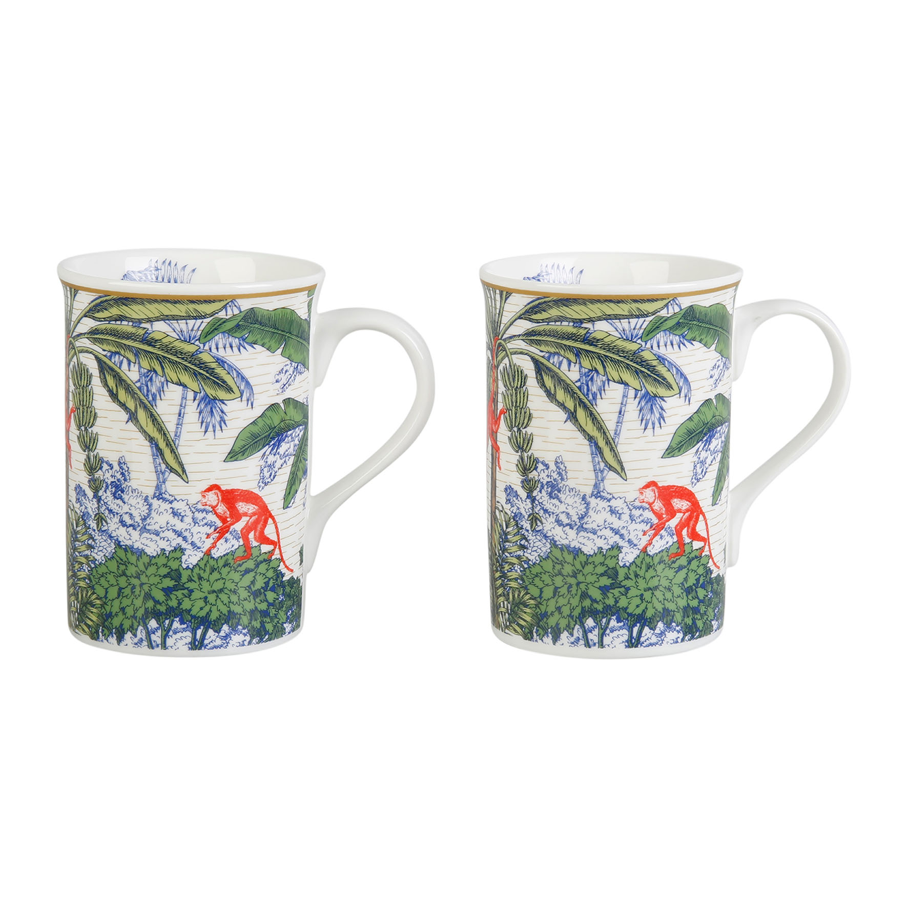 Picture of Mug 33 cl New bone Le lot de 2 pièces Gamme SARUMBAYA Ø 7.5 cm H 10.5 cm Coloris Blanc Décor Fleur Avec 1 boîte cadeau