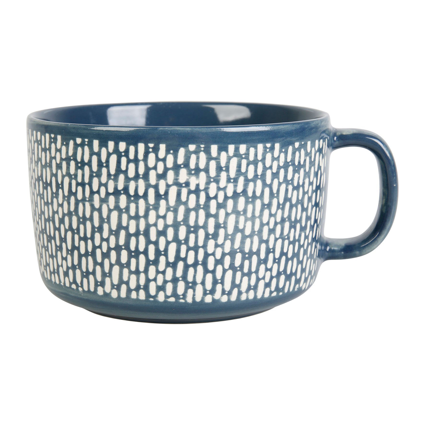 Picture of Bol Jumbo 63 cl Grès Gamme SUIVEZ L'ARTISTE Ø 12 cm H 8 cm Coloris Bleu Décor Pas