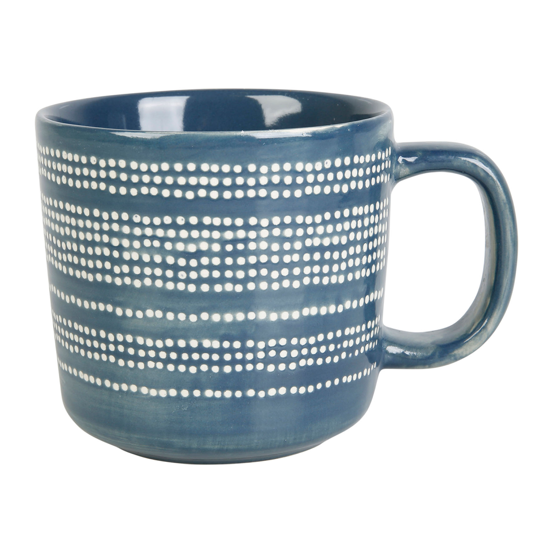 Picture of Mug 31 cl Grès Gamme SUIVEZ L'ARTIST EØ 9 cm H 8.5 cm Coloris Bleu Décor Pois