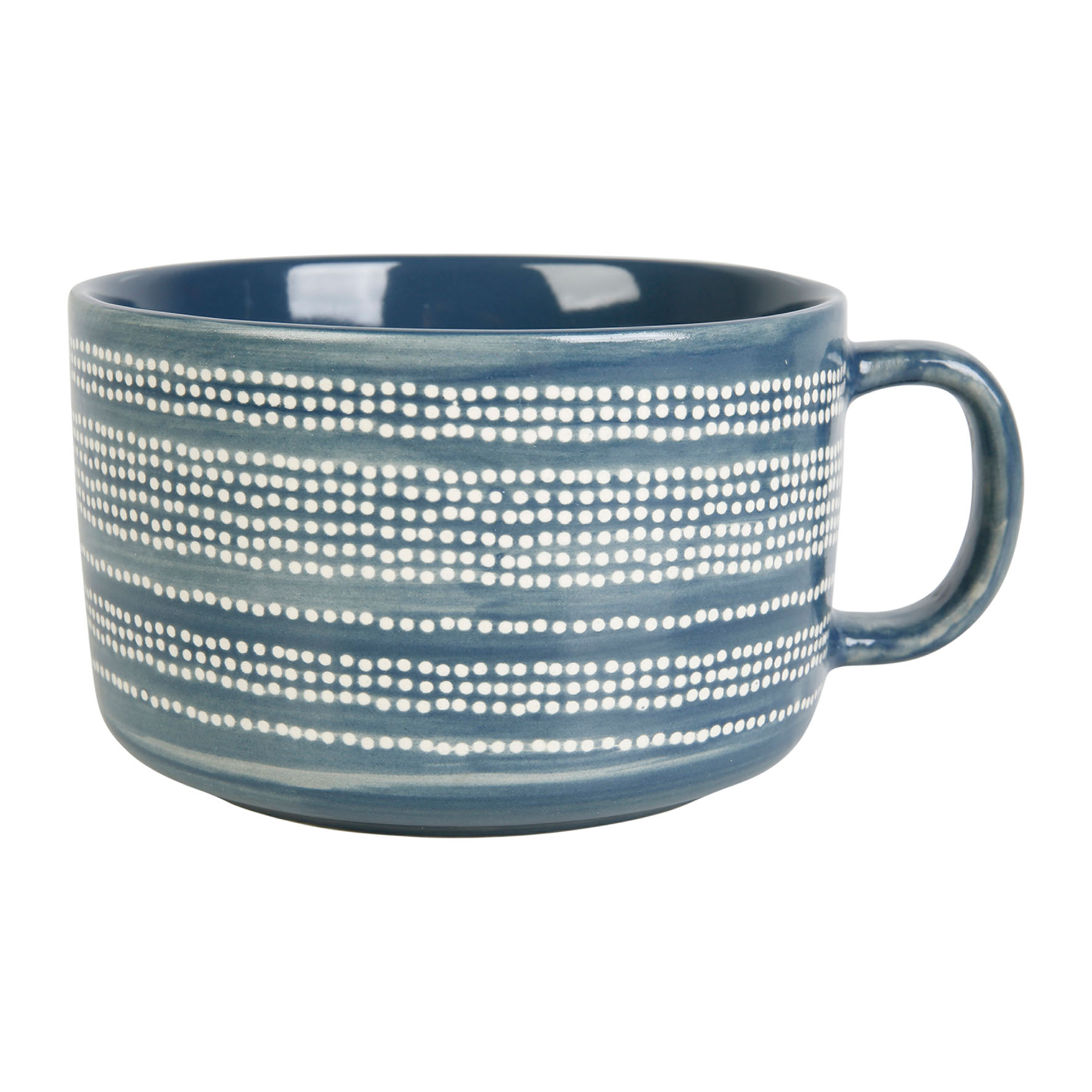 Picture of Bol Jumbo 63 cl Grès Gamme SUIVEZ L'ARTISTE Ø 12 cm H 8 cm Coloris Bleu Décor Pois