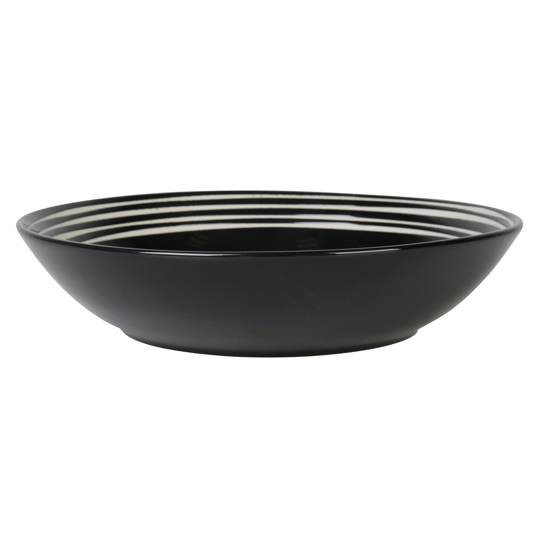 Picture of Assiette creuse Grès Gamme LES BOBINES DE CALABRES Ø 21.5 cm Coloris Noir Décor Rayures