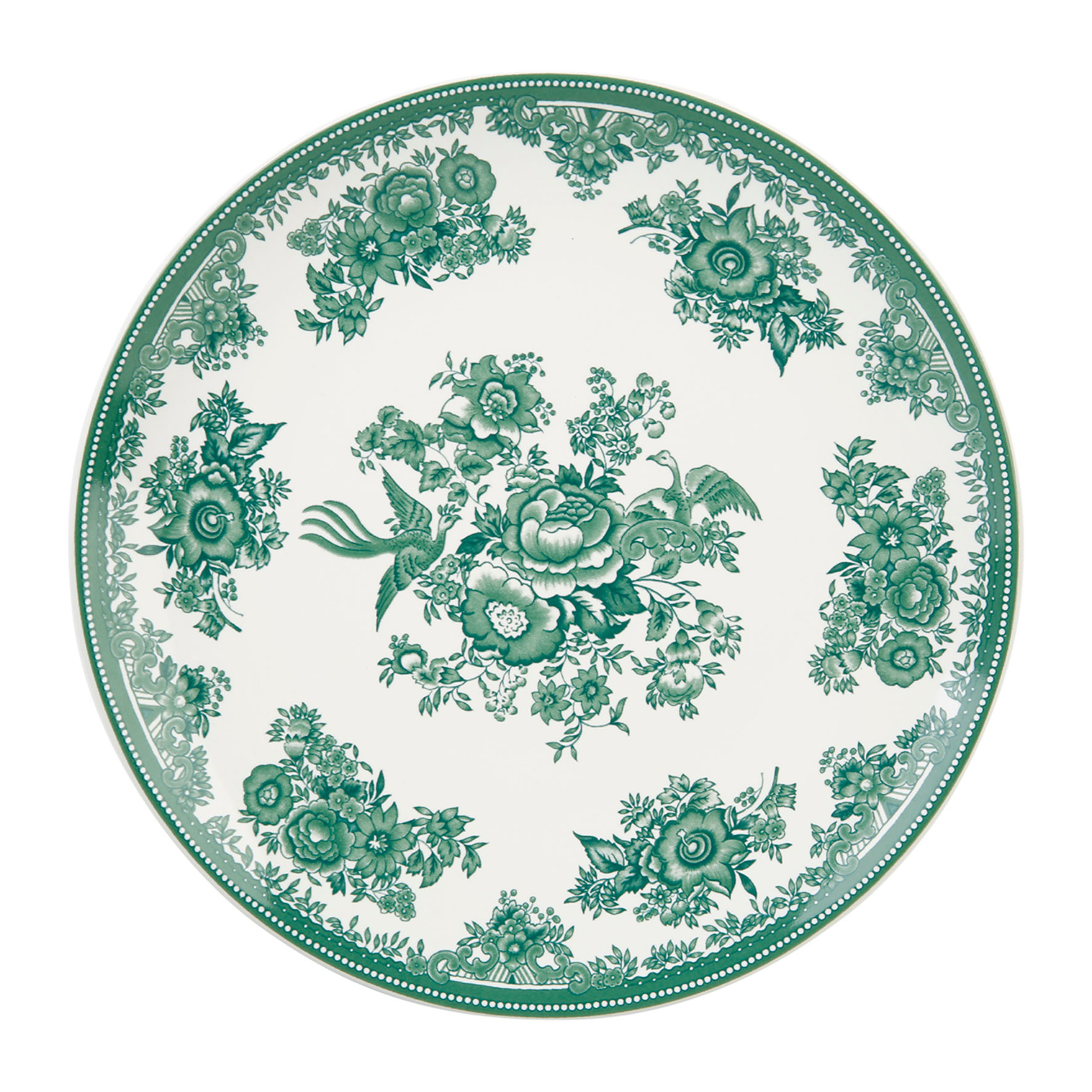 Picture of Assiette à dessert Grès Gamme TOILE DE PRINTEMPS Ø 21 cm Coloris Blanc-vert Décor Feuille
