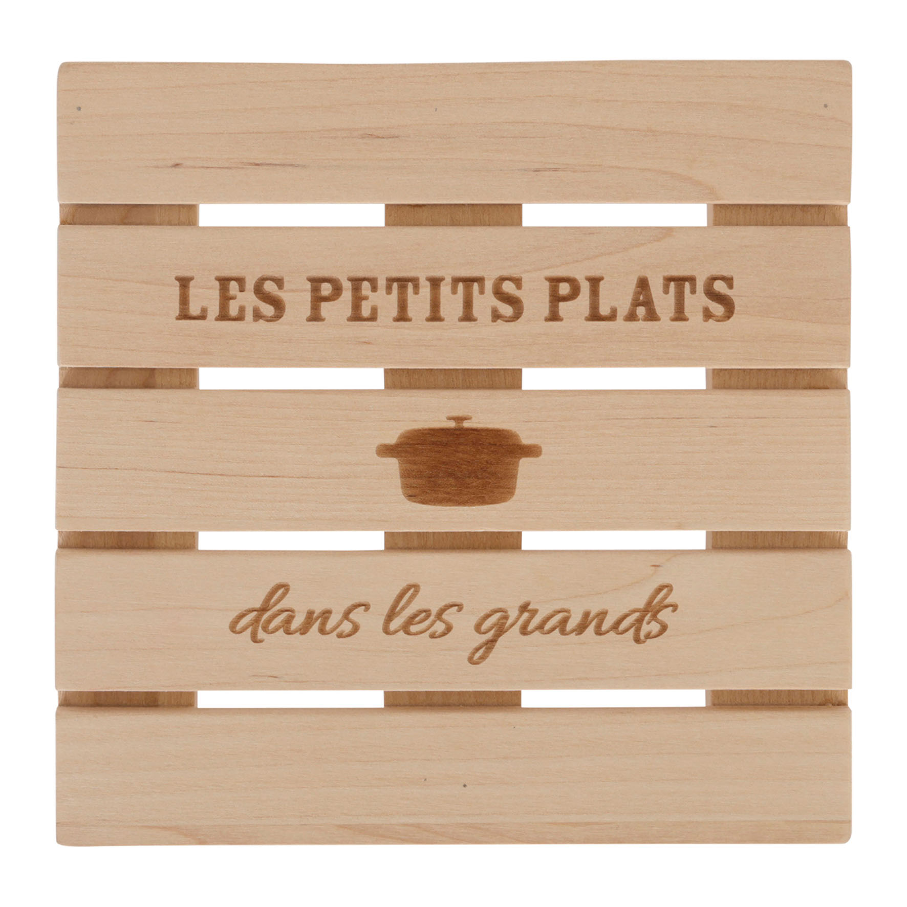 Picture of Dessous de plat Bouleau FSC Gamme TROUVAILLES DE GRAND-MERE L 18 cm l 18 cm H 1.5 cm Décor Texte