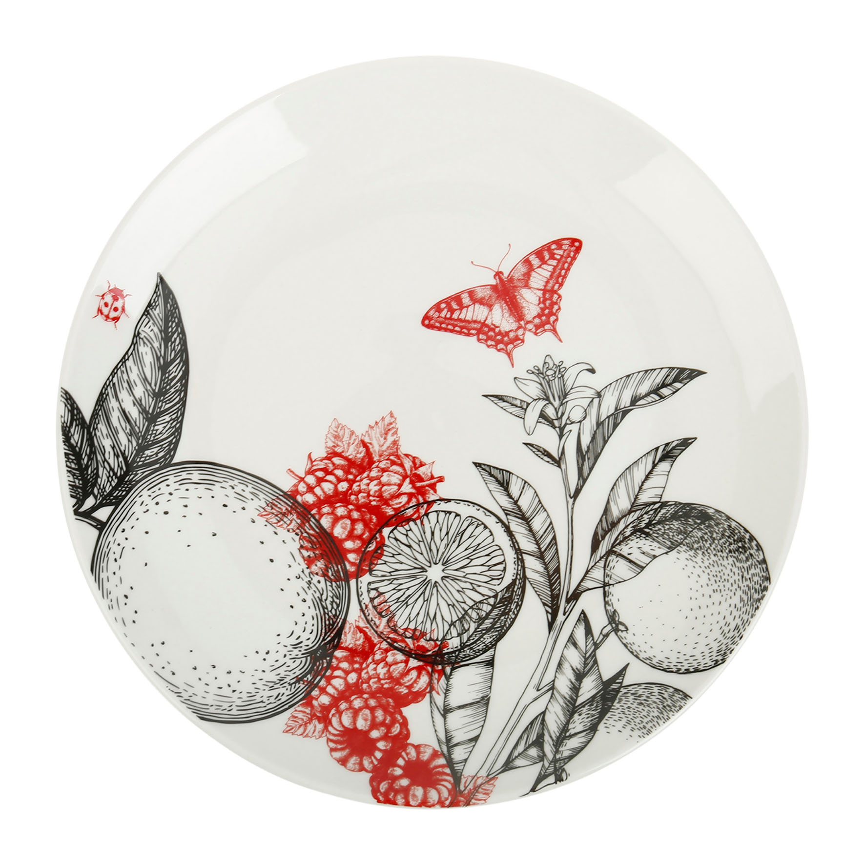 Picture of Assiette à dessert Porcelaine Gamme DANS MON JARDIN Ø 19 cm Coloris Noir-rouge